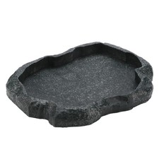 6.69x0.78x0.59 Inch Reptile Water Dish Rock Food Feeder Bowl Dark Green ABS