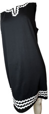 TALBOTS PETITES SIZE 16P Black Stretch Ponte Knit Dress w/ White Trim