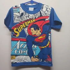 VTG 1990 Superman Pajama Top/Shirt Blue Long Sleeve Boys Size 8 PCA Apparel