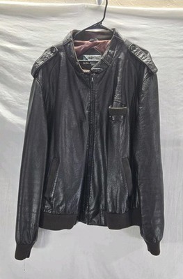 Members Only Men's Size 3XL Brown Biker Cafe Racer Leather Jacket 