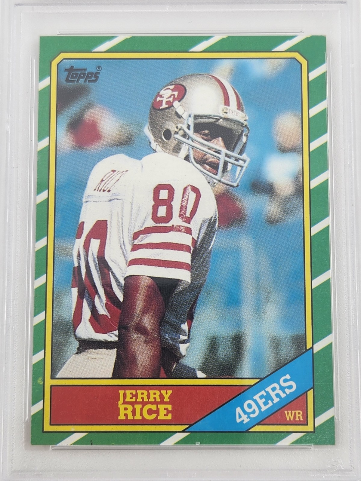 1986 Topps JERRY RICE PSA 7 Near Mint Rookie Card #161 San Francisco 49ers HOF view 4