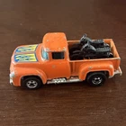 1973 Hot Wheels Vintage 1956 Chevrolet Pickup Truck Flames Orange w Motorcycles