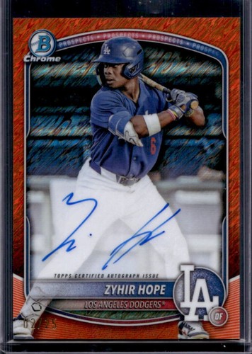 2025 Bowman Zyhir Hope Chrome Prospect Auto Orange Shimmer Refractor #/25