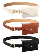 3 Pcs PU Leather Waist Belt Bags for Adjustable Fashion Mini Waist Pouch Eque...