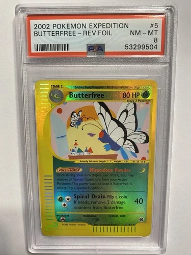 2002 Expedition Butterfree Reverse Holo E-Reader Pokemon Card 5/165 PSA 8