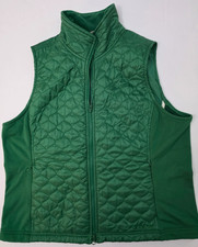 L.L.Bean Womens XL Green Quilted Thinsulate Vest Fleece Side Panels OHMS9