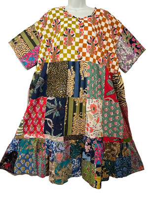 Nwt FUNKY STUFF nothing matches patch cotton maxi hippy boho DRESS 6X Free shipp
