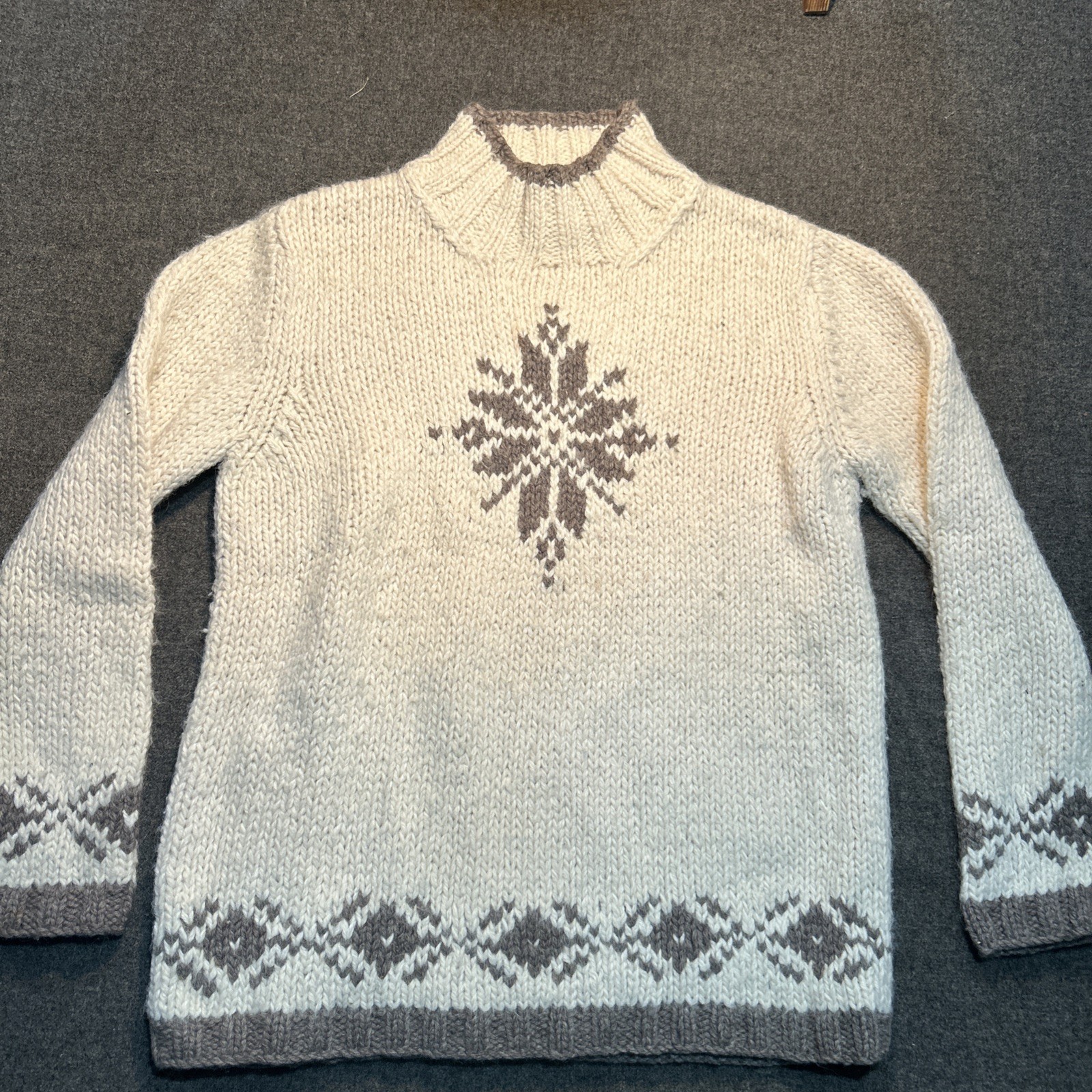 RALPH LAUREN Hand Knit  Wool Alpaca Wool Winter Snow Flake Sweater Petite