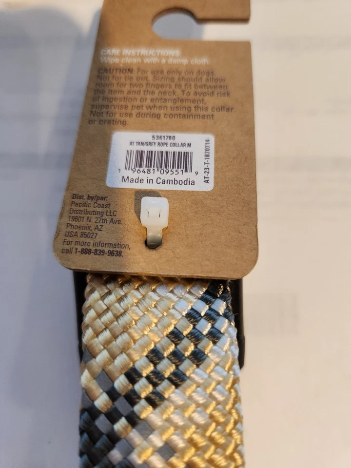 Collar para perro Arcadia Trail Rope Paracord ajuste medio cuello 16 a 20 pulgadas bronceado/gris Foto 2 de 3