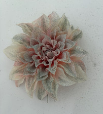 Women s Pink Beige Fabric Flower Hair Pin Clip, Flower Shape Hair Accessory