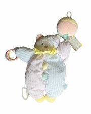 Rare vintage Eden Pastel Clown Teddy Bear musical pull toy, Read Description 