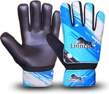LIONCO Kids Goalie Gloves,Youth Soccer Size 6 Suitable for 13-15 Years, CYAN 