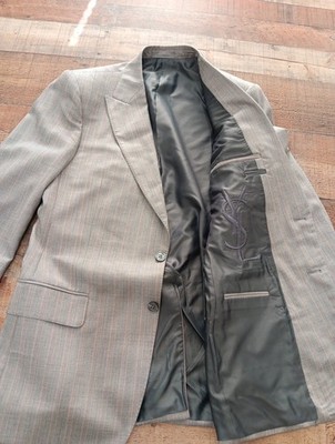 Yves Saint Laurent Rive Gauche Blazer Size 50r  wool And silk Striped 2417
