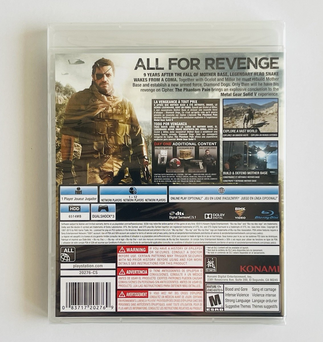 Metal Gear Solid 5 V: The Phantom Pain Day One Edition PS3 BRAND