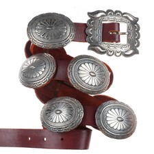 35" Albert Platero Navajo sterling silver hand stamped vintage concho belt