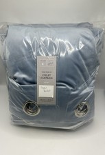John Lewis Velvet Pair Lined Eyelet Curtains, Blue W167cmxD274cm