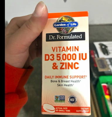 Garden of Life Dr. Formulated D3 5,000 IU + Zinc, 30 Tablets, Non-GMO