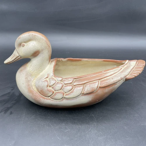 VTG Frankoma Pottery Prairie Brown Mallard Duck Planter 208