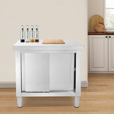 Stainless Steel Work Table, Kitchen Prep Table, Large Space Storage Cabinet