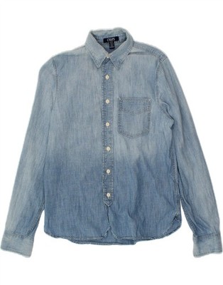CHAPS Herren Jeanshemd Small Blau Colourblock Baumwolle NW09