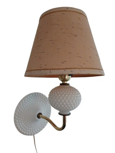 Vintage Milkglass Hobnail Sconce Wall Lamp With Shade