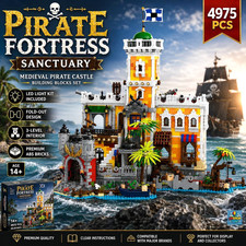 Medieval Pirate Fortress Building Blocks 4975 PCS Modular Castle with Lights