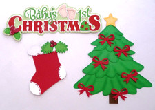 Premade Paper Pieced Title  More for Scrapbooking Pages, Baby's First Christmas