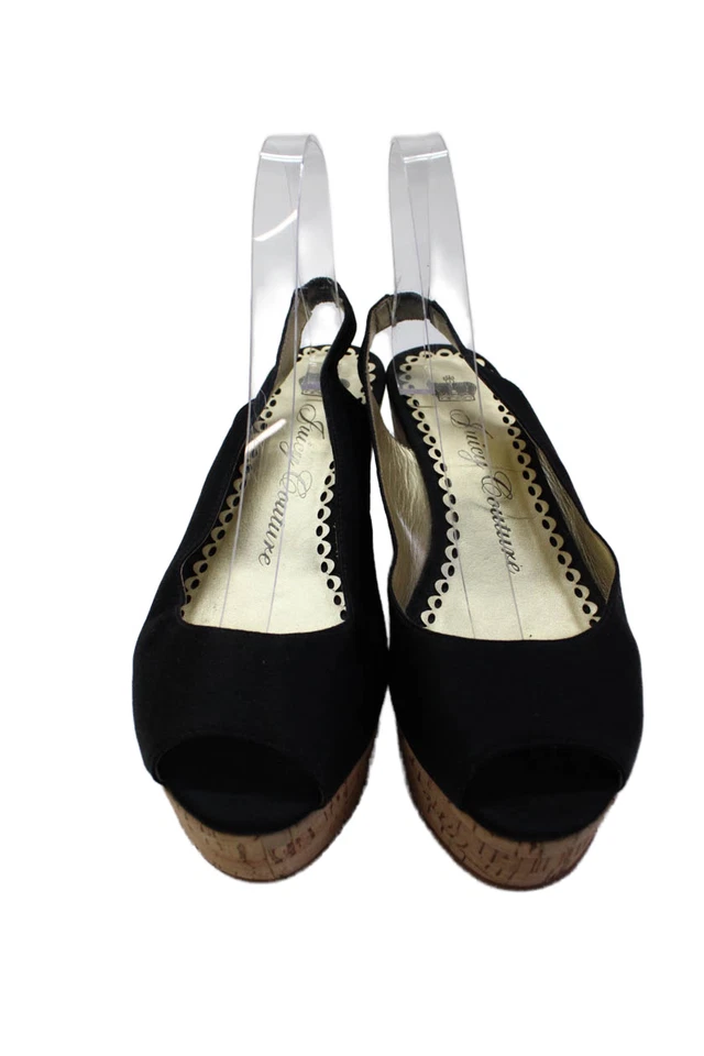 Juicy Couture Womens Open Toe Slingback Platform Wedges Black Size 8 - Image 2 of 4