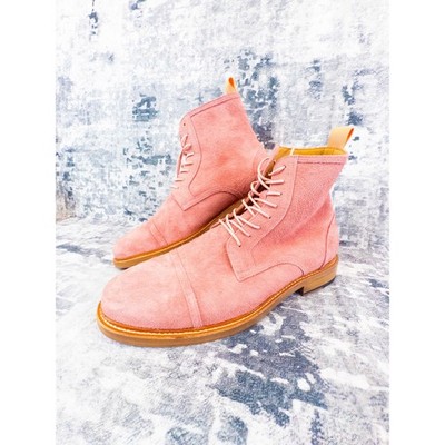 Marc Nolan Hudson Mens 16 Pink Suede Cap Toe Lug Sole Boots  NWOT