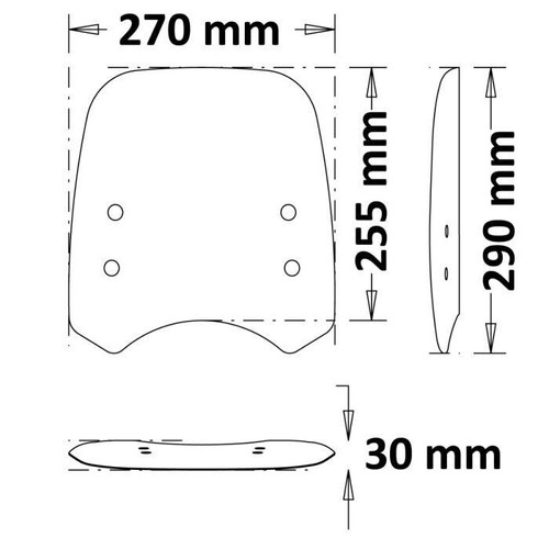 Windshield Fits Moto Guzzi V7 III Stone Night Pack - Height 225mm - Dark - Picture 4 of 4