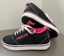 Heelys Youth 4 Black Pink Wheeled Shoes Girls Boys VGC