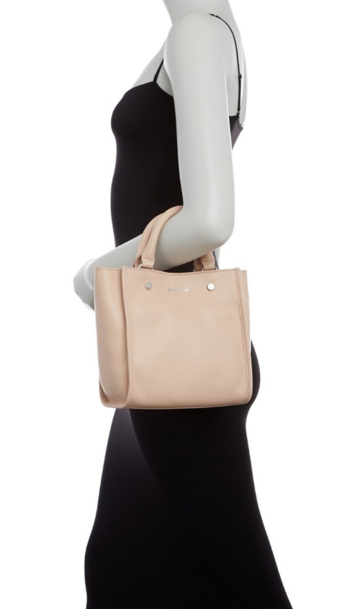 $178 Sam Edelman Leather Small Tote Bag Pink Dual Handles Magnetic