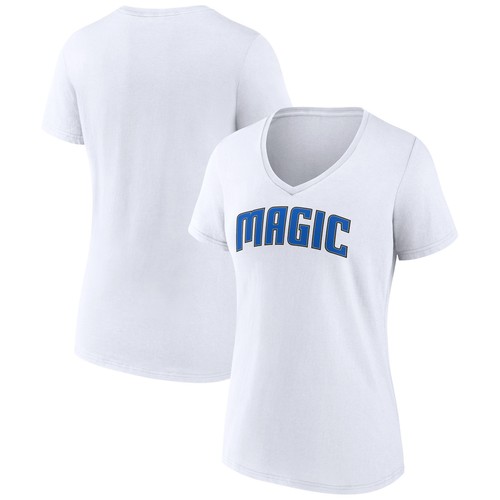 Women's White Orlando Magic Wordmark V-Neck T-Shirt