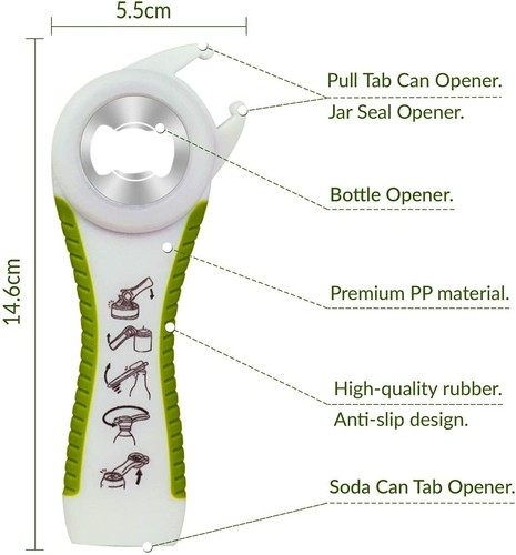 Jar Bottle Can Opener 5-in-1 Multi Function Ergonomic Multifunctional Tool NEW - Bild 8 von 11