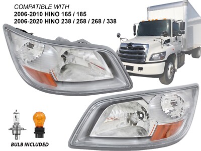 Headlight fits 2006 - 2020 Hino 238 258 268 338 165 185 with Bulb