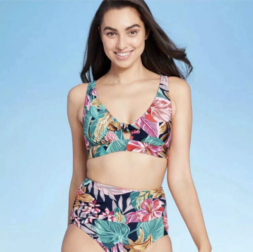Women's Tie-Front Bikini Top - Kona Sol™ Floral, Size M - Picture 2 of 3