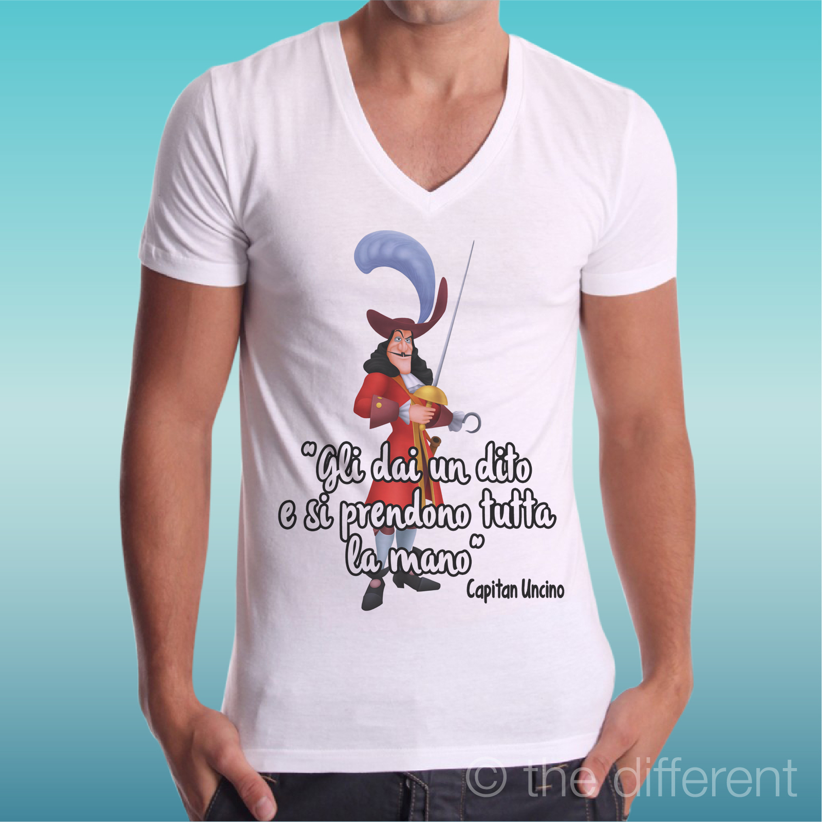 T-Shirt V Neck Funny Quote Captain Hook Finger Road To Happiness
