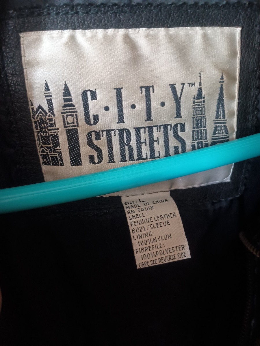 K City Streets Men's Size Large Brown Genuine Leather Zip up Jacket