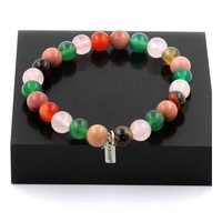 Steine Und MinéRaux. Armband Perlen Rhodonit + Achat Phylum + Rosenquarz