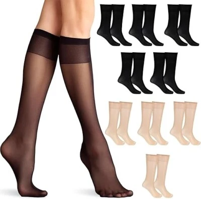 BRAND UK 3 6 9 12 PAIR MULTI PACKS LADIES WOMENS POP SOCKS KNEE HIGH SOFT 15D TOP SIZE