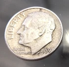 1959 D, Roosevelt Dime, Brilliant, Very Fine, AU
