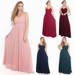 Femme Robe Soiree Longue Chic Plissee Mousseline Col V Dos Ouvert Mariage Moda Ebay