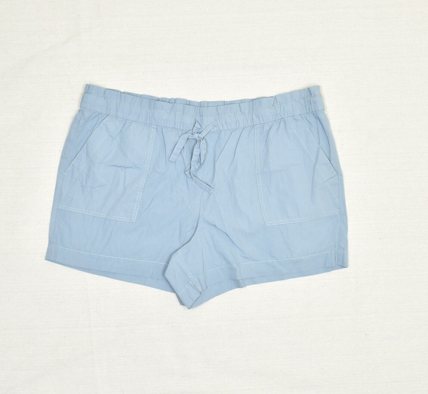 Loft Women Drawstring Solid Pockets Cotton Blue S… - image 1