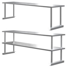Commercial Kitchen Stainless Steel Single/Double Tier Over Shelf For Prep Tables