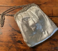 Vintage Silver Lame Women s Purse Evening Bag Double Strap