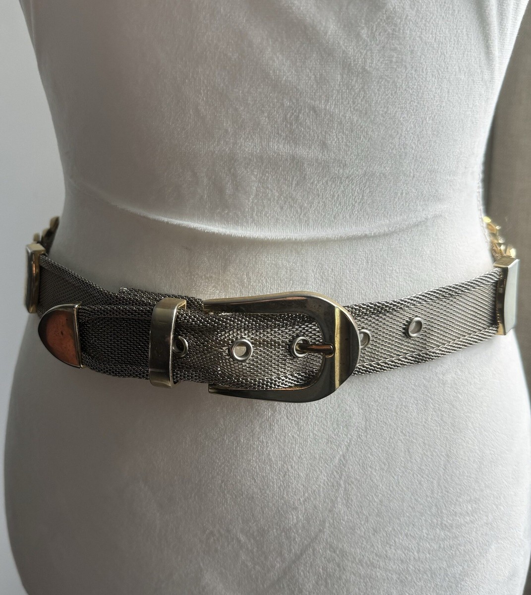 Leather Belt with Silver/Gold Interlocking Buckle Auth Gucci Silver Monogram Canvas Leather Gold Interlocking  main image 4