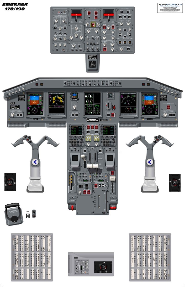J-AIR ERJ ポスター Embraer EMB 170/190 Cockpit Poster - ERJ 170/190 - E-JET