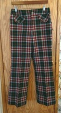 Womens Pants SZ 16 AVG 70s 80s tweedy plaid wide leg acrylic nylon VTG Japan NEW
