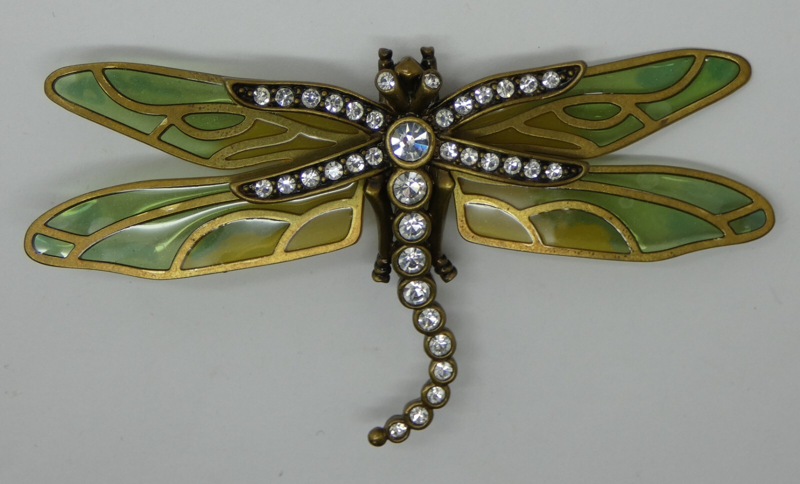 KJL Kenneth Jay Lane Plique a Jour enamel Dragonfly Brooch Signed