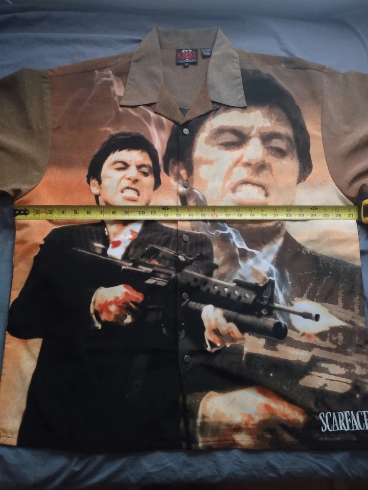 Scarface Vintage Dragonfly Button-Up Short Sleeve Shirt Size 3X Tony Montana - Image 4 of 4